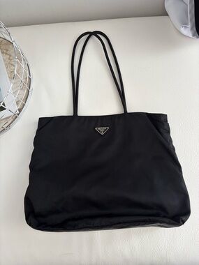 Prada Black Nylon Tote with Triangle Logo